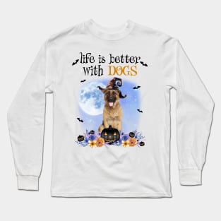 German Shepherd Witch Hat Life Is Better With Dogs Long Sleeve T-Shirt